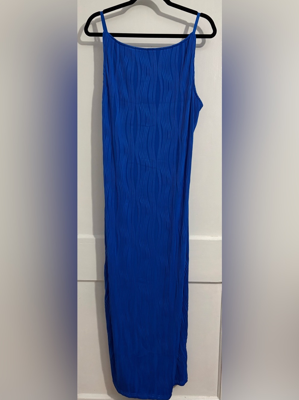 Pretty Garden Royal Blue Textured Slip Dress
